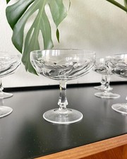 6 Vintage Antique Chic Glassware Tableware Crystal Champagne Cups