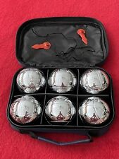 6 French Balls Stainless Metal Steel Boules Set Carry Case Garden Game