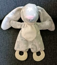 1859🌟Doudou Action Plat Trading Lapin Rabbit Blanc Gris Étoile Anneau Dentition