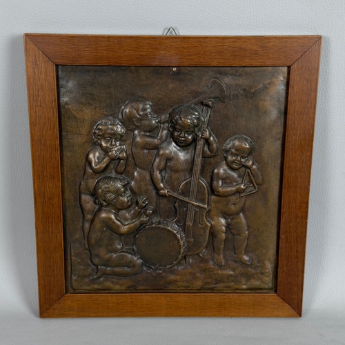 Quadro sculpture bronze putti - sculpture,