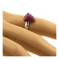 Silver Plated Raw Ruby Ring. 9.83 ct. adjustable size.