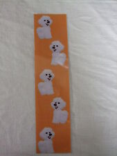 MARQUE-PAGE - Motifs  -  BICHON FRISE sur fond orangé