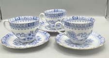 Seltmann Weiden CHINA BLAU Blue Teacup & Saucer Bone China Bavaria Set of 3