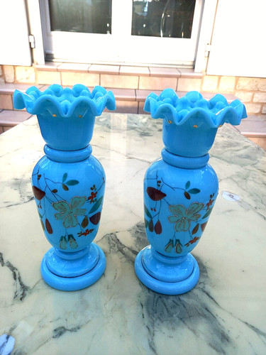 Paire vases opaline - vases,