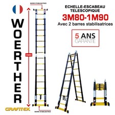 Echelle-escabeau télescopique doubles fontions 3m80/1m90 Woerther Garantie 5 ans