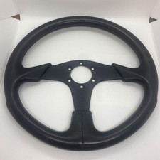 MOMO Steering Wheel Black Leather Approx. 36cm 06-95 Used F/S