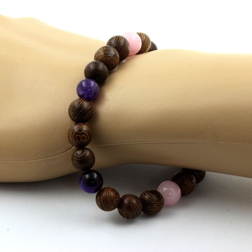 Bracelet perles opale rose - rose, +