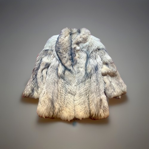 Silver fox fur coat manteau - silver,