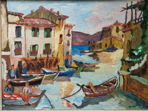 Tableau port marine ancienne - tableau,