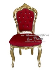 Fauteuil Still Louis XV Bois Baroque Or Velours Rouge Swarovski AL1826