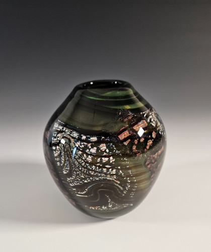 Vase verre soufflé signé - soufflé,