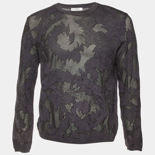 Pull gris maille florale