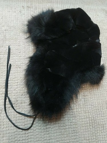 Chapka fourrure noire renard - chapka,