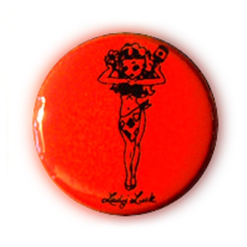 Badge lady luck tattoo pin - badge, up