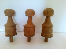 3 TOURILLONS DE LIT BOIS TOURNE CHENE MASSIF ANCIEN 