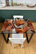 Table basse époxy massif noir 24" x 30" décoration maison pendaison de...