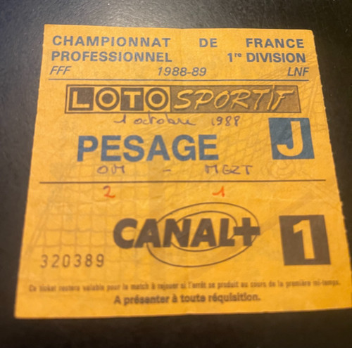 Ancien ticket billet football - ancien,