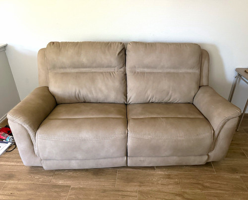 Beige seat reclining leather - 2-seat,