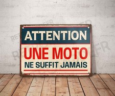 Plaque métal vintage Attention une moto ne suffit jamais Panneau Décoration