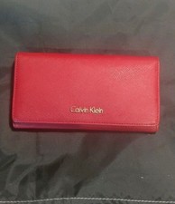 Calvin Klein Women's Wallet Zip Around Fire/ Red Clutch Wallet **See Description