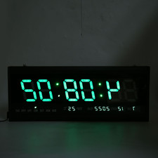 Led Wall Clock Green Digital Large Big Jumbo LED Wall Timer Clock With Calendar
