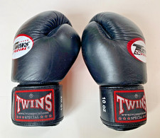 Twins Special Boxing Gloves 10 oz. Black Orange Leather