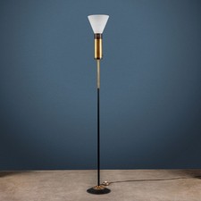 Lampadaire Vintage Stilnovo Années 60 Métal Émaillé Laiton