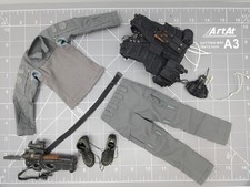 BAM 1/6 Scale Grey Uniform, Black Molle Vest, and FN P90
