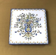 old Nevers earthenware trivet signed MONTAGNON tablecloth guard table
