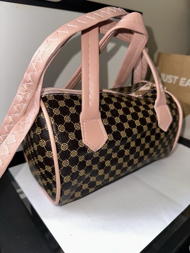 Sac main cuir marron rose - sac, marron/rose