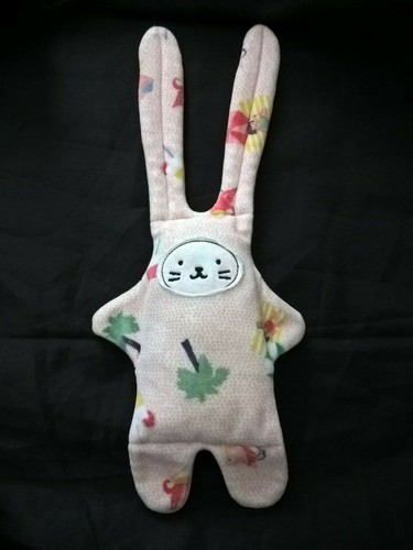 Doudou lapin rose palmier