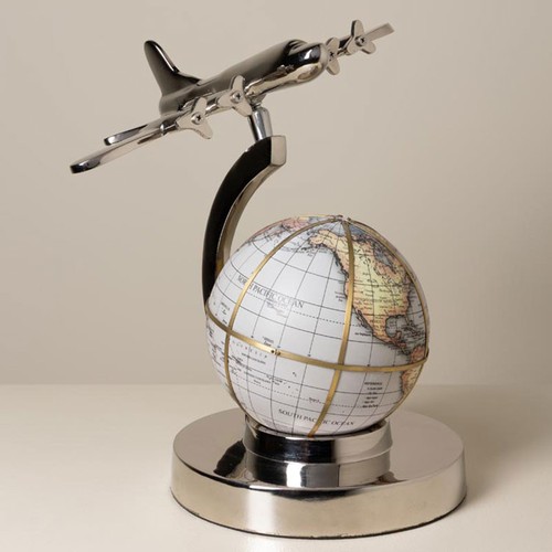 Mappemonde métal argenté - mappemonde,