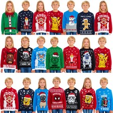 New Kids Childrens Boys Girls Xmas Christmas Winter Jumper Sweater Knitted Retro