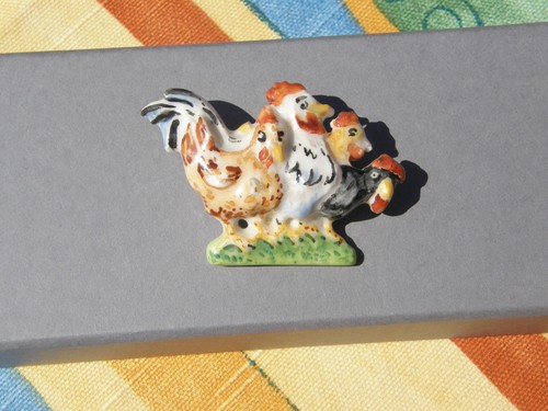 Broche porcelaine poules - porcelaine,