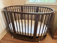 Stokke Sleepi Crib Bed Dark Brown Wood Used Good Condition Includes Mattress