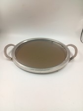 Plateau Rond Verre Fumé Acier