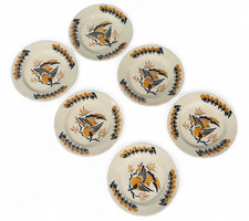Creil Montereau Earthenware Dinner PIGEONS Birds 6 Plates Geo Condé Art Deco 2
