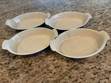Vintage Le Creuset Enameled Cast Iron Au Gratin Casserole Dish Blue #20-Set of 4