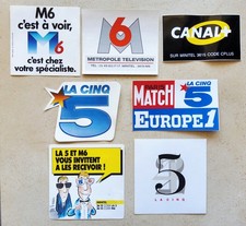 Lot of 7 Stickers M6 La Five Canal Plus TV Channel TV Vintage Media La5