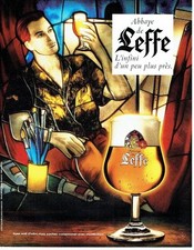 PUBLICITE ADVERTISING 017  1990  bière Abbaye de Leffe  vitrail par M Blanchet