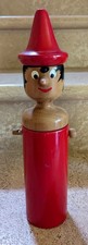 Pinocchio Grand Tirelire En Bois Peint À la Main - Vintage - RARE