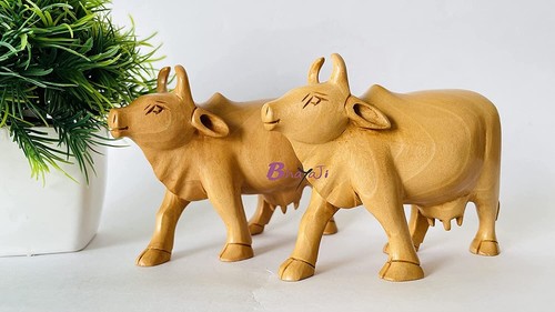 Statuette vache bois - vache, en
