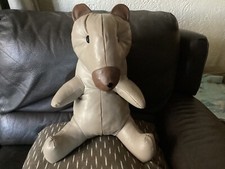Natuzzi Leather Vintage Rare Stuffed Animal Bear Made In Italy