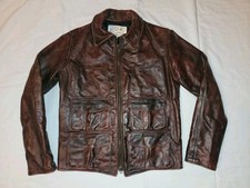 AERO HORSEHIDE  LEATHER  JACKET Distressed Burgundy Flight Size 38 MEDIUM