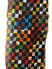 Tissu Africain damier multicolore 22 x 93cm environ