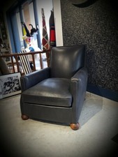 FAUTEUIL CLUB EPOQUE 1920 EN CUIR NOIR VINTAGE