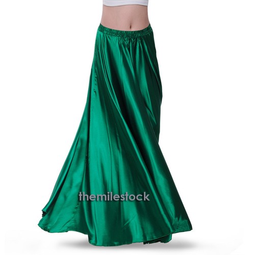 Jupe longue satin vert tms - en,
