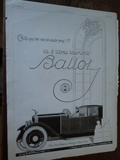 BALLOT voiture 2 litres tourisme par René VINCENT pub papier ILLUSTRATION 1923