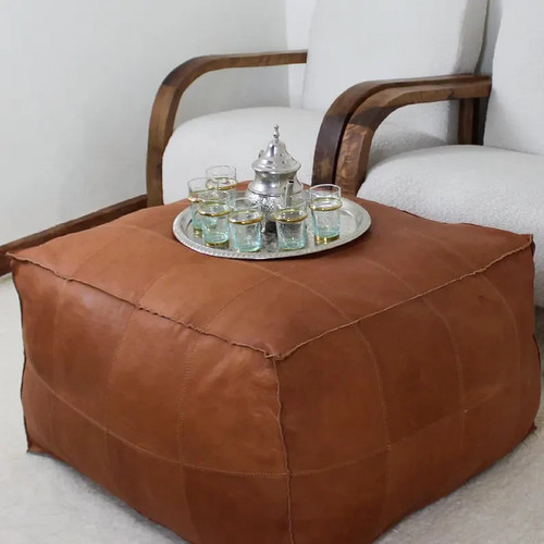 Repose pieds pouffe cuir - repose-pieds, en