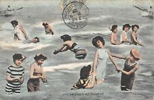 Old postcard 14 LA LECON DE SWIMMING / GIRLS IN SWIMSUIT